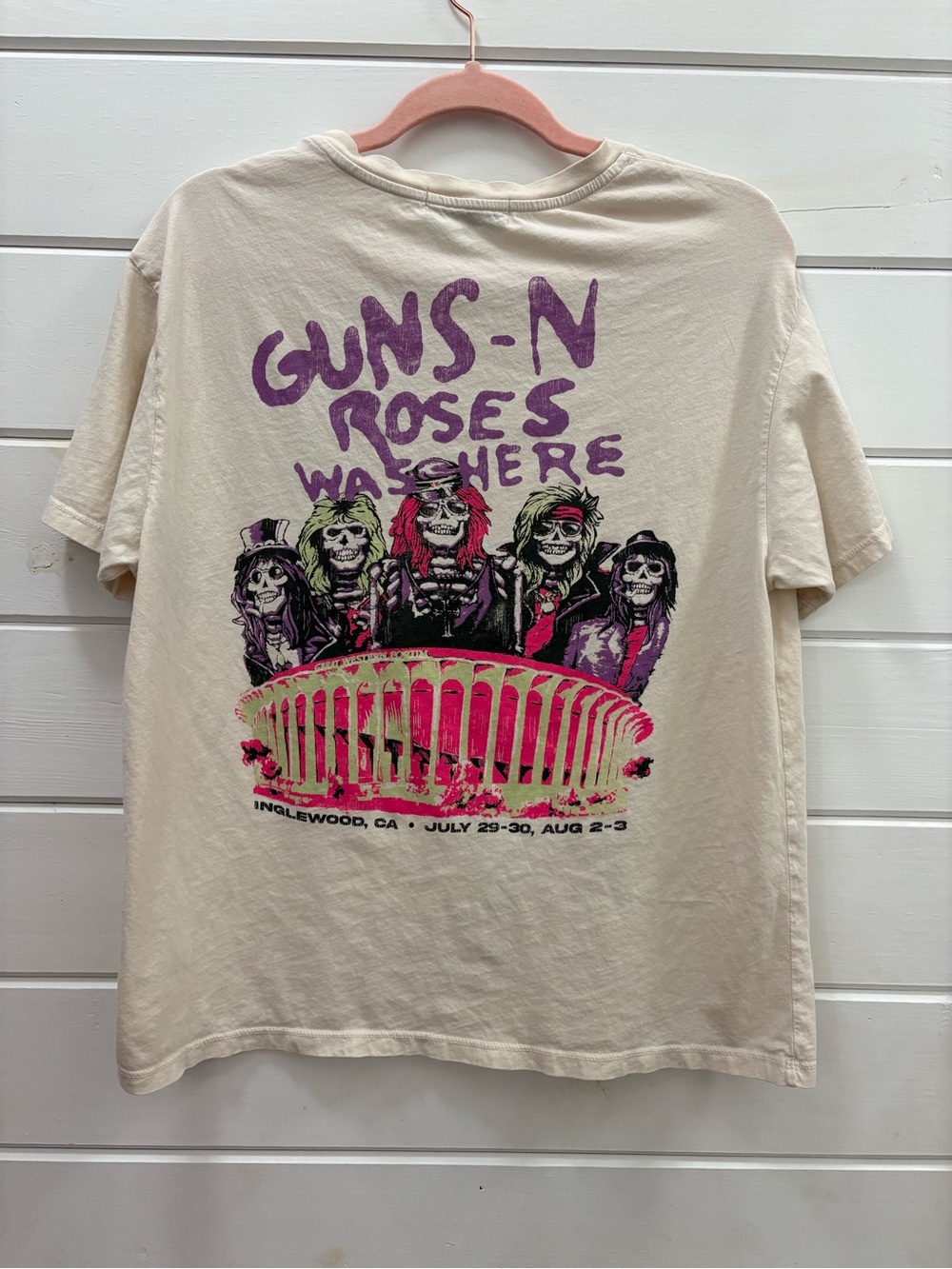 Daydreamer Women's Cream Guns n Roses Was Here Boyfriend T-shirt, size medium
